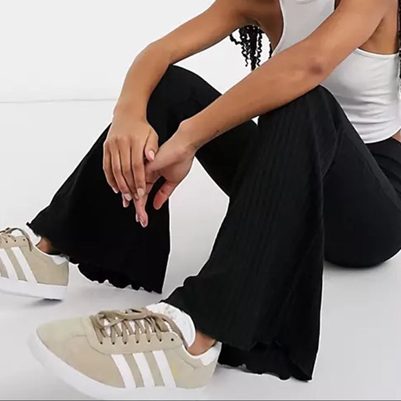 Black Ribbed Flare Pants - Picture 6 of 7